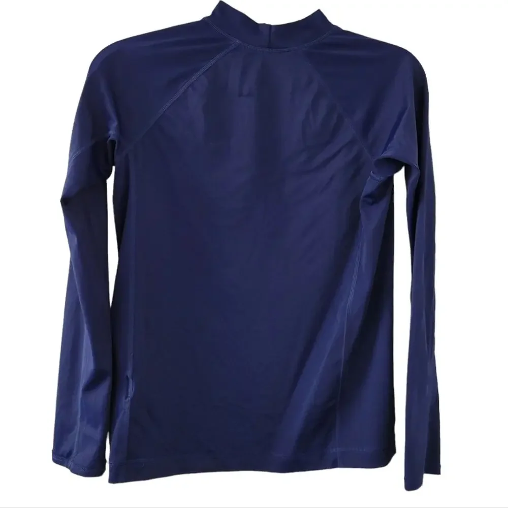 Lands' End Rashguard Medium 10-12 Kids Boy Girl Navy Blue Long Sleeve Swim Top